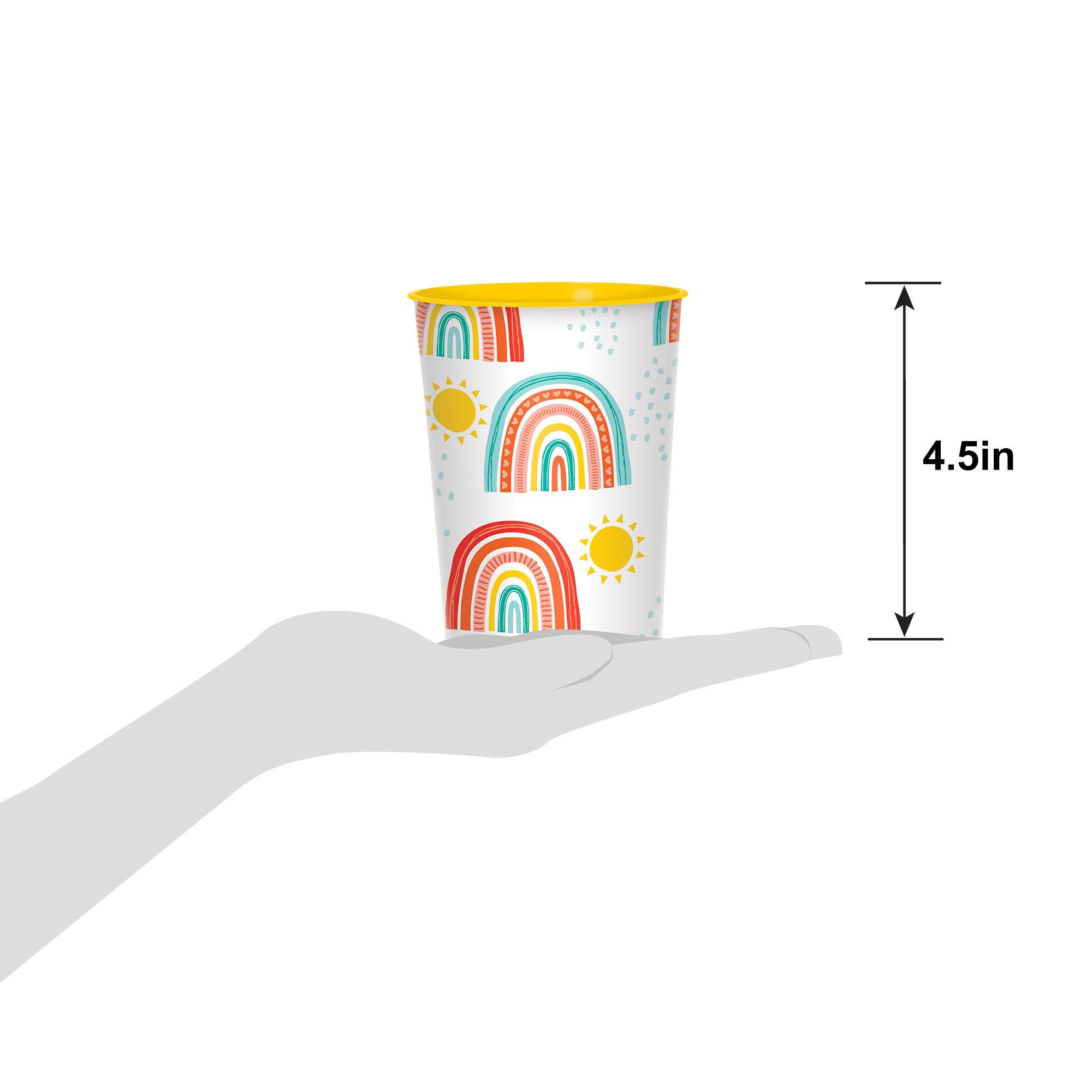 Retro Rainbow Plastic Favor Cup, 16oz