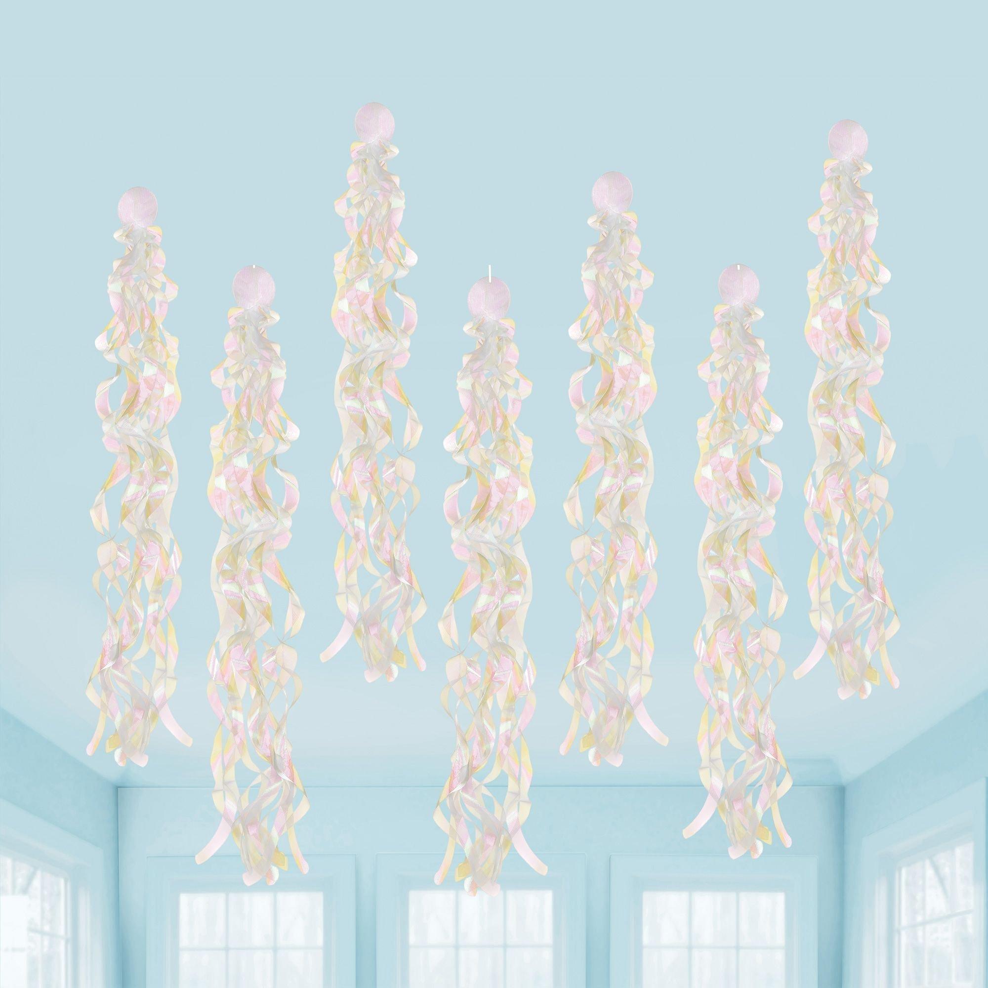 Iridescent Luminous Rainbow Fabric Swirl Decorations, 34in, 10ct