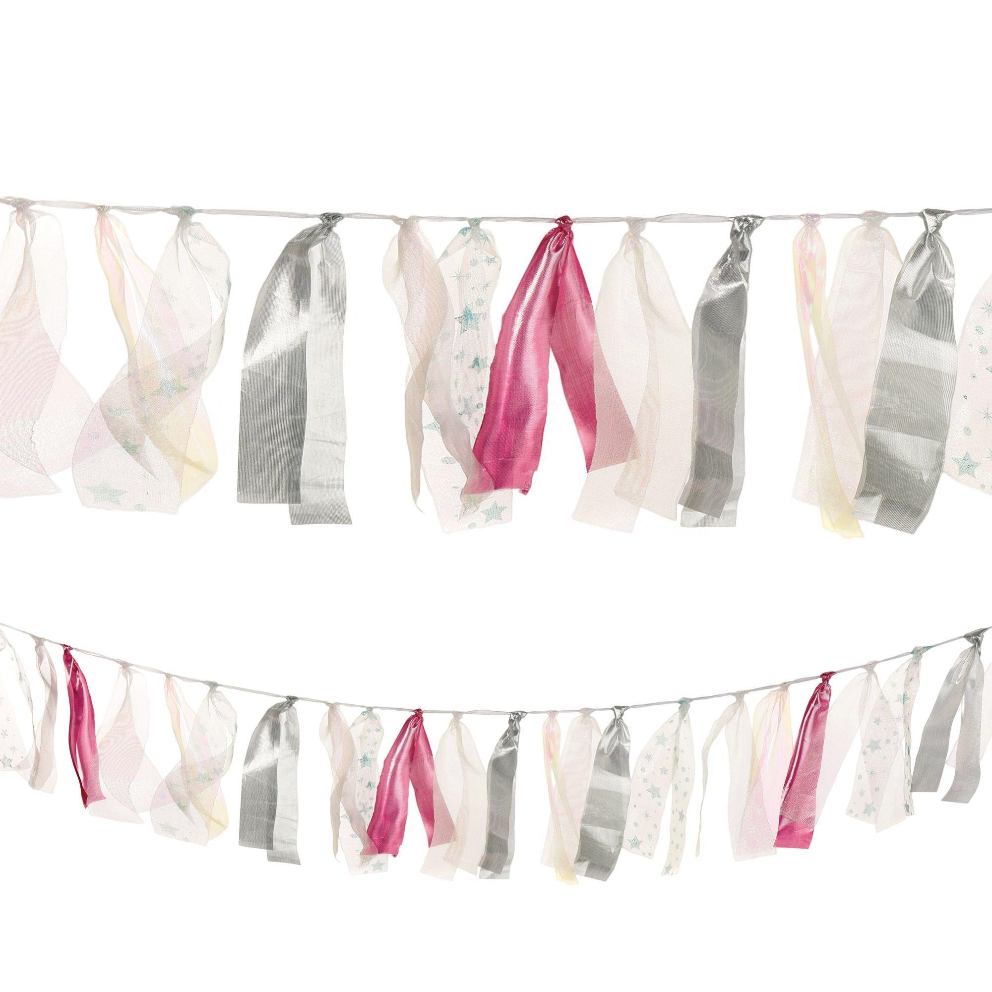 Iridescent Star Garland Silver Sparkling Bunting Party Decoration