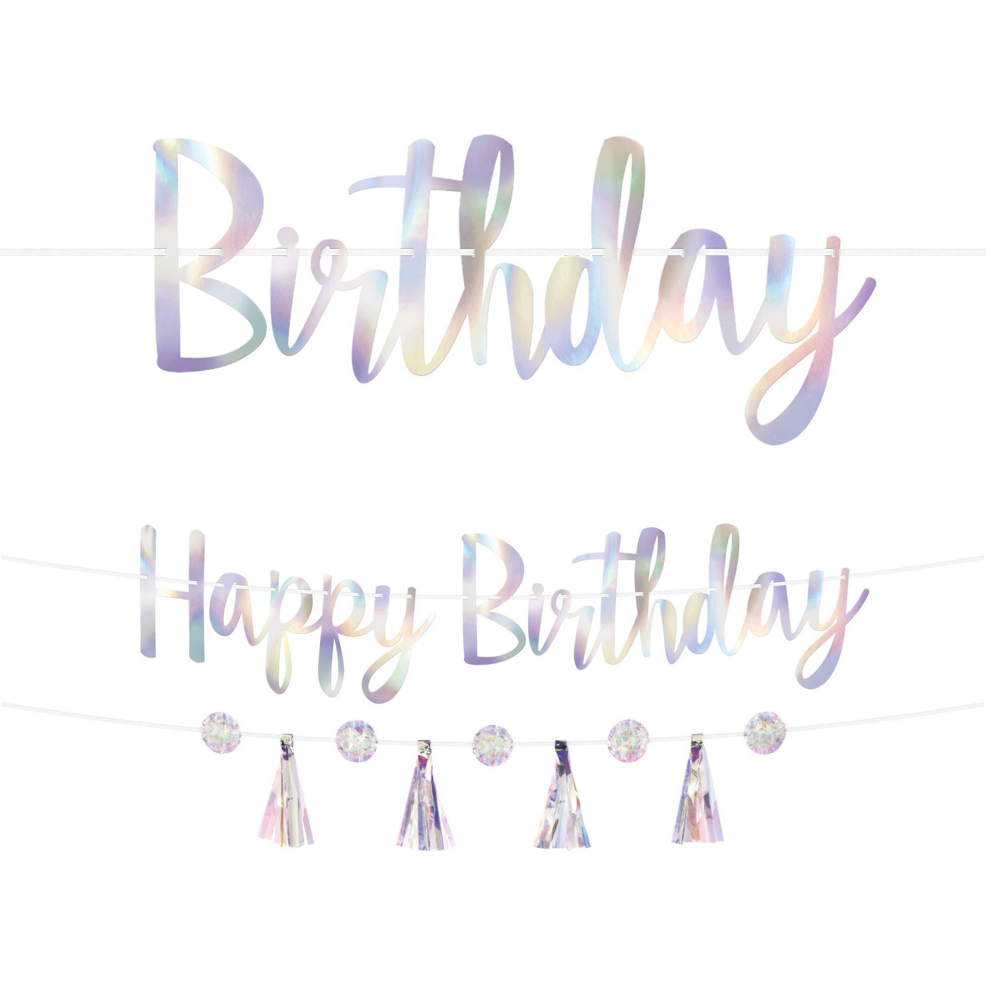 Iridescent Luminous Birthday Banners, 2ct