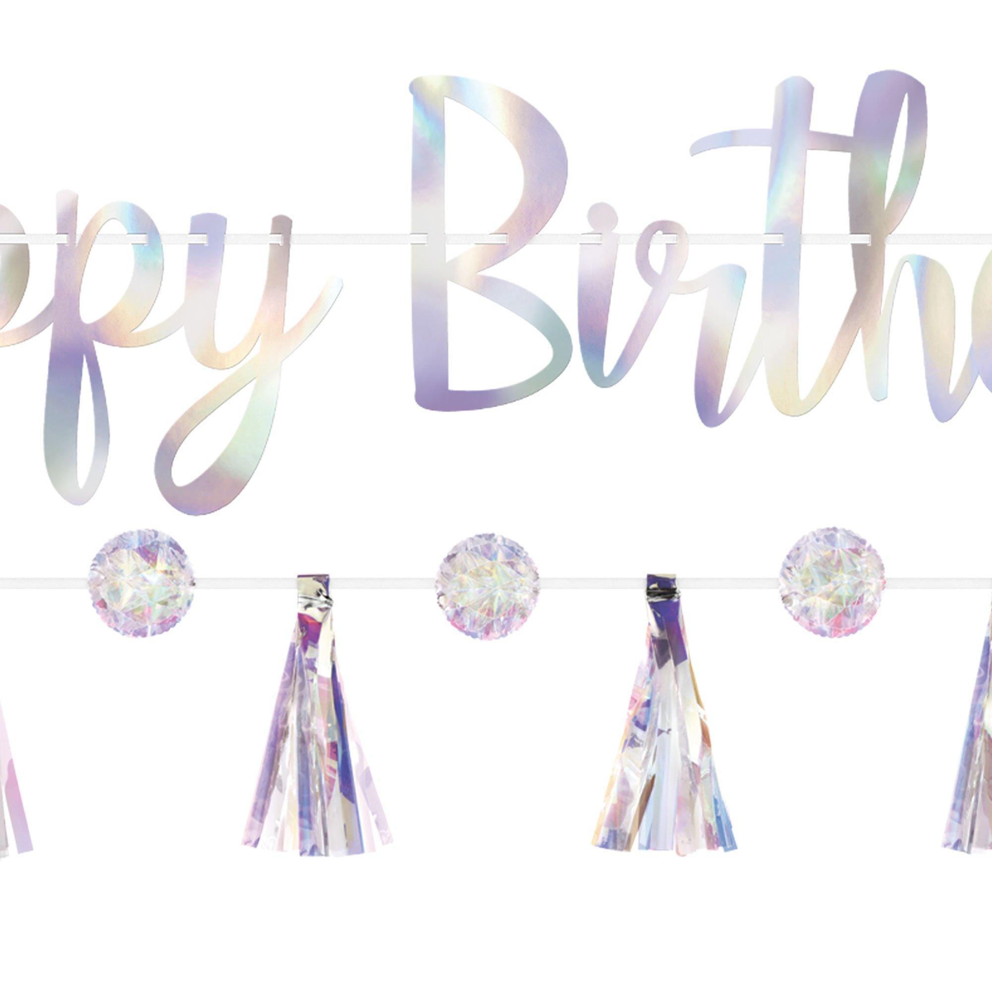 Iridescent Luminous Birthday Banners, 2ct