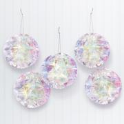 Mini Iridescent Luminous Rainbow Honeycomb Decorations, 5in, 5ct
