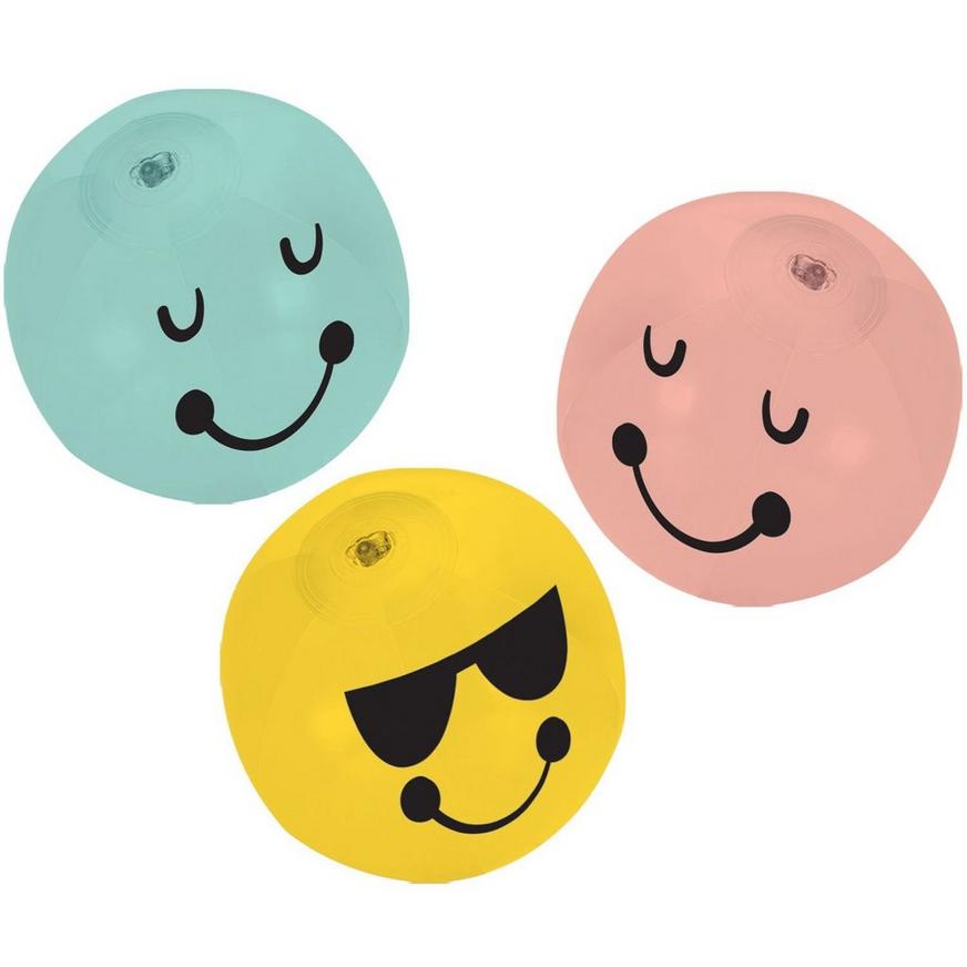 All Smiles Smiley Face Inflatable Vinyl Balls, 5in, 8ct