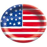 Painted Patriotic American Flag Oval Paper Plates, 12in x 10in, 20ct