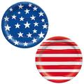 Painted Patriotic American Flag Paper Dessert Plates, 6.75in, 50ct