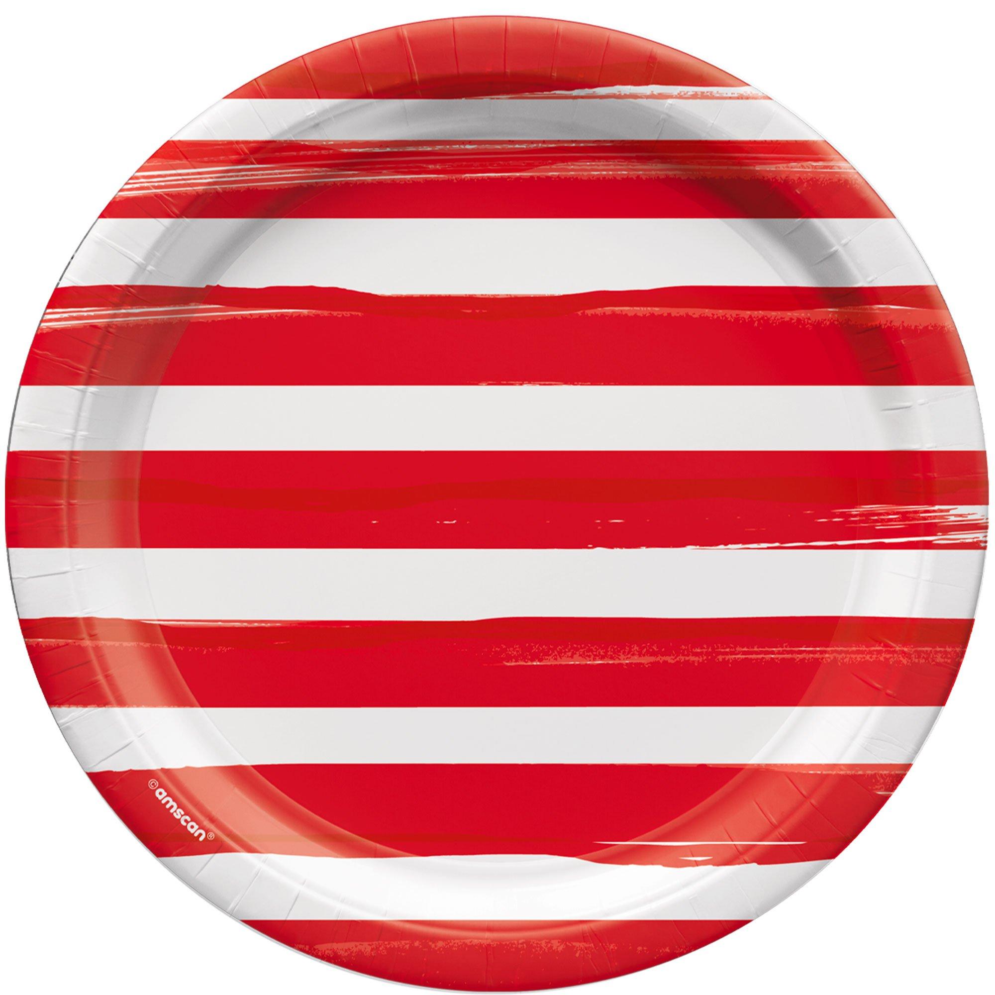 Painted Patriotic American Flag Paper Dessert Plates, 6.75in, 50ct