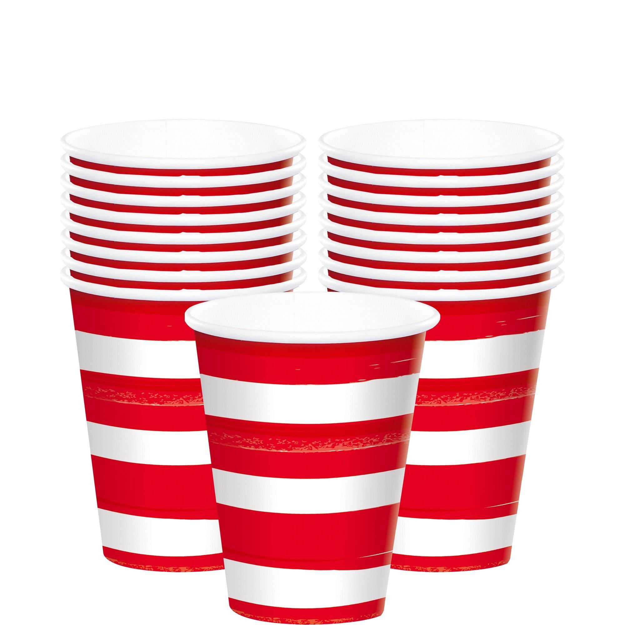 Painted Patriotic Striped Paper Cups, 9oz, 50ct Party City