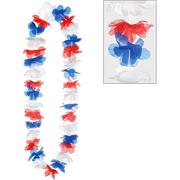 Red, White & Blue Fabric Flower Leis, 40in, 6ct