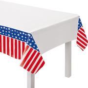 Painted Patriotic American Flag Plastic Table Cover, 54in x 96in