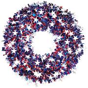 Red, White & Blue Patriotic Star Tinsel Wreath, 18in