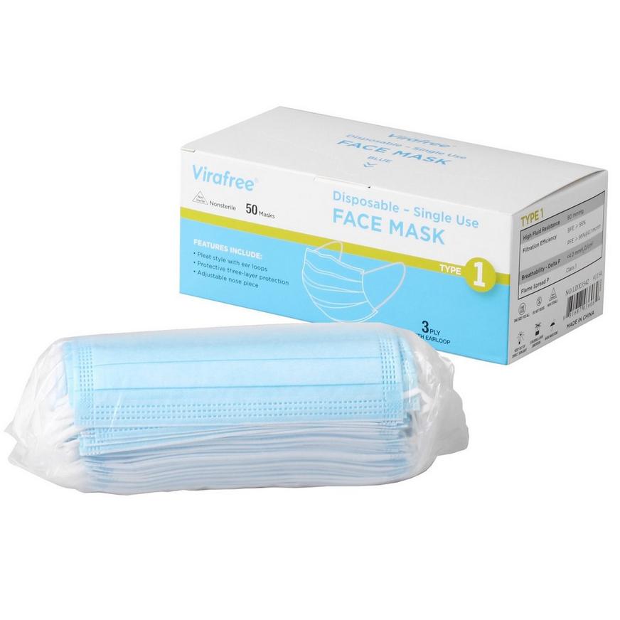 Disposable Protective Face Masks, 50ct