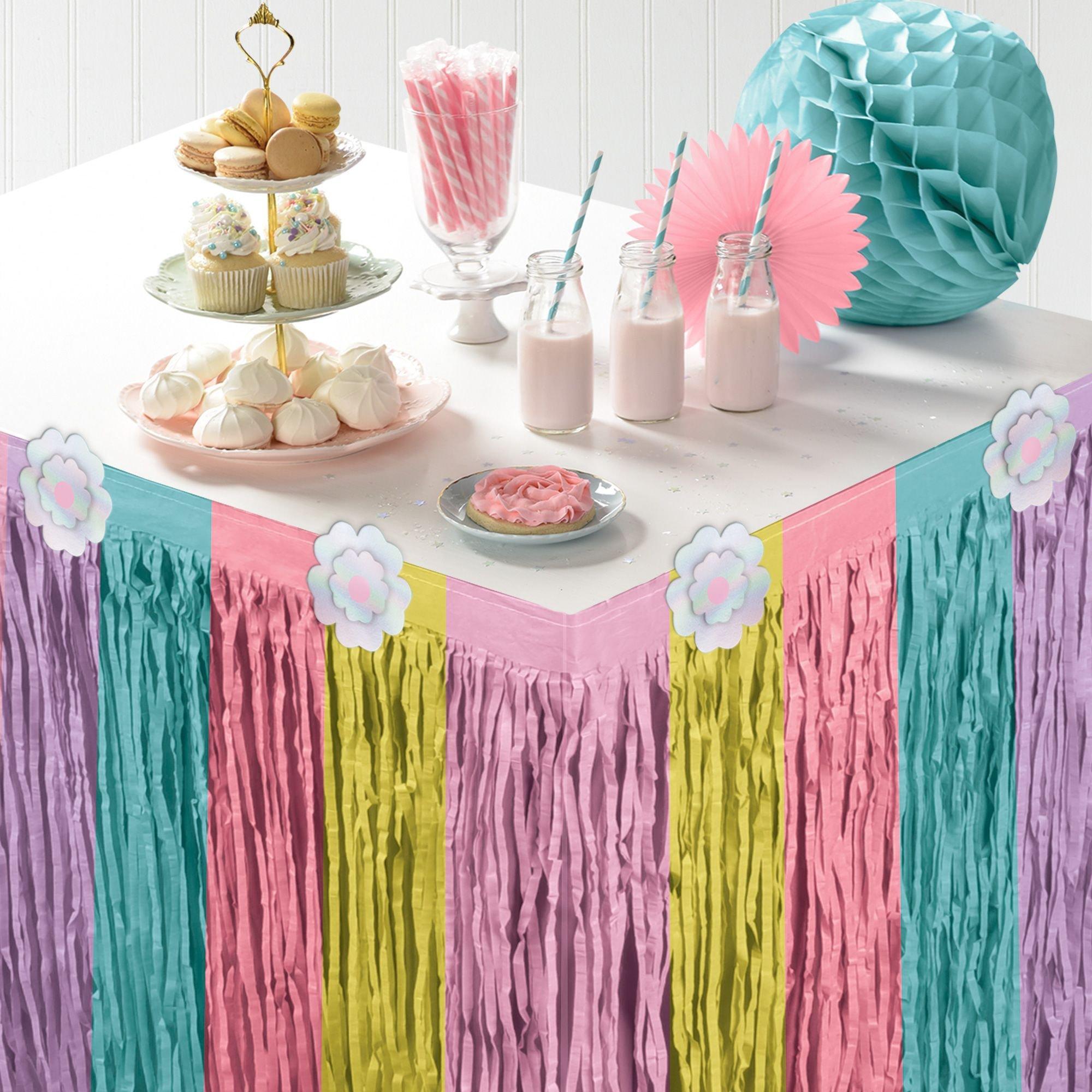 Striped table outlet skirt