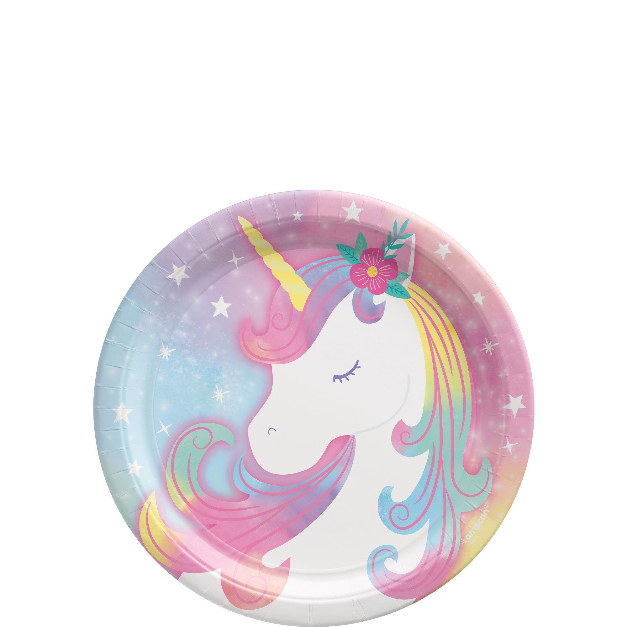 Enchanted Unicorn Round Paper Dessert Plates, 7in, 8ct Party City