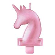 Metallic Pink Enchanted Unicorn Birthday Candle