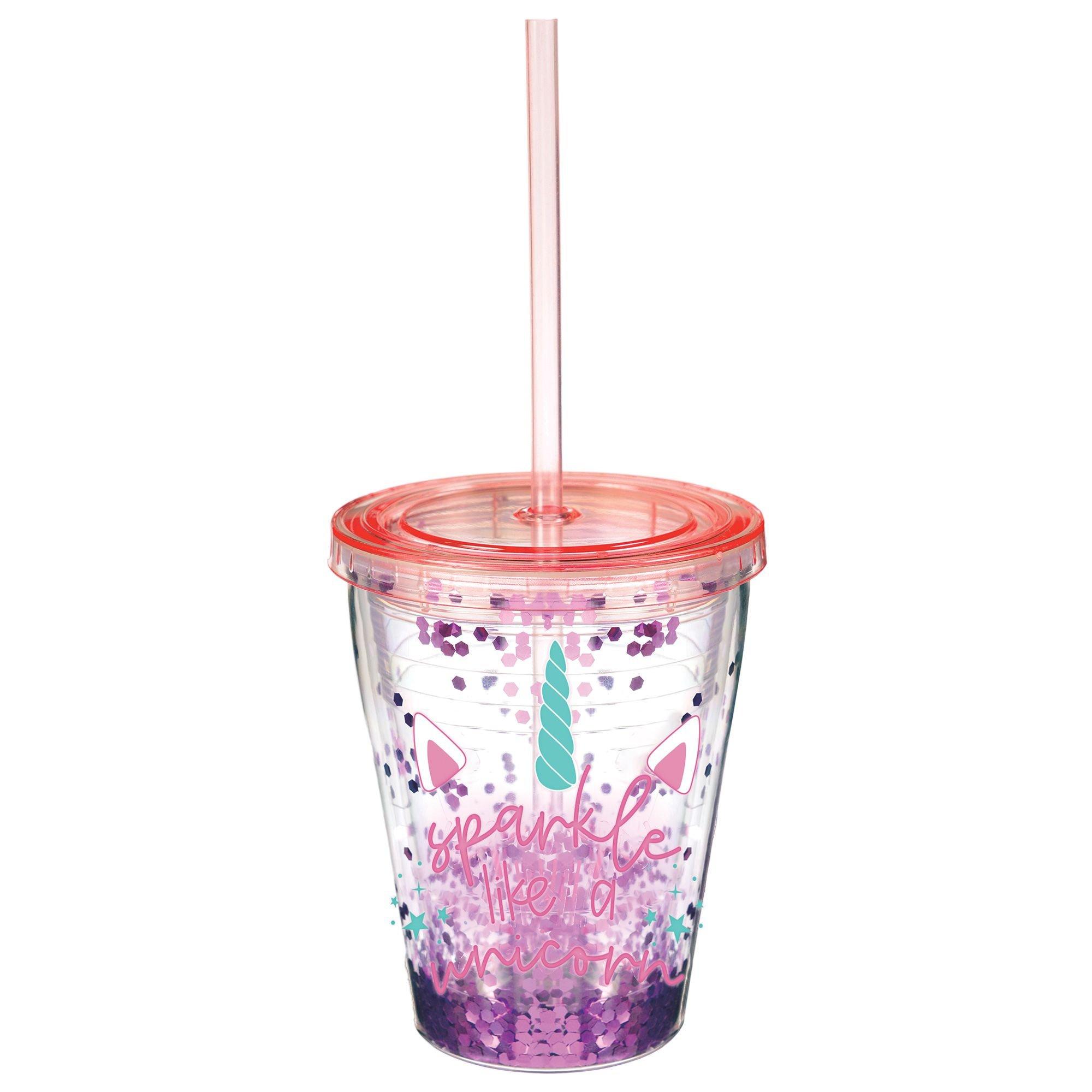 Home Tune Cute Glitter Tumbler Cups with Lid and Straw, Double Wall  Insulated Acrylic Cup, 22 oz / 650ml (Unicorn)