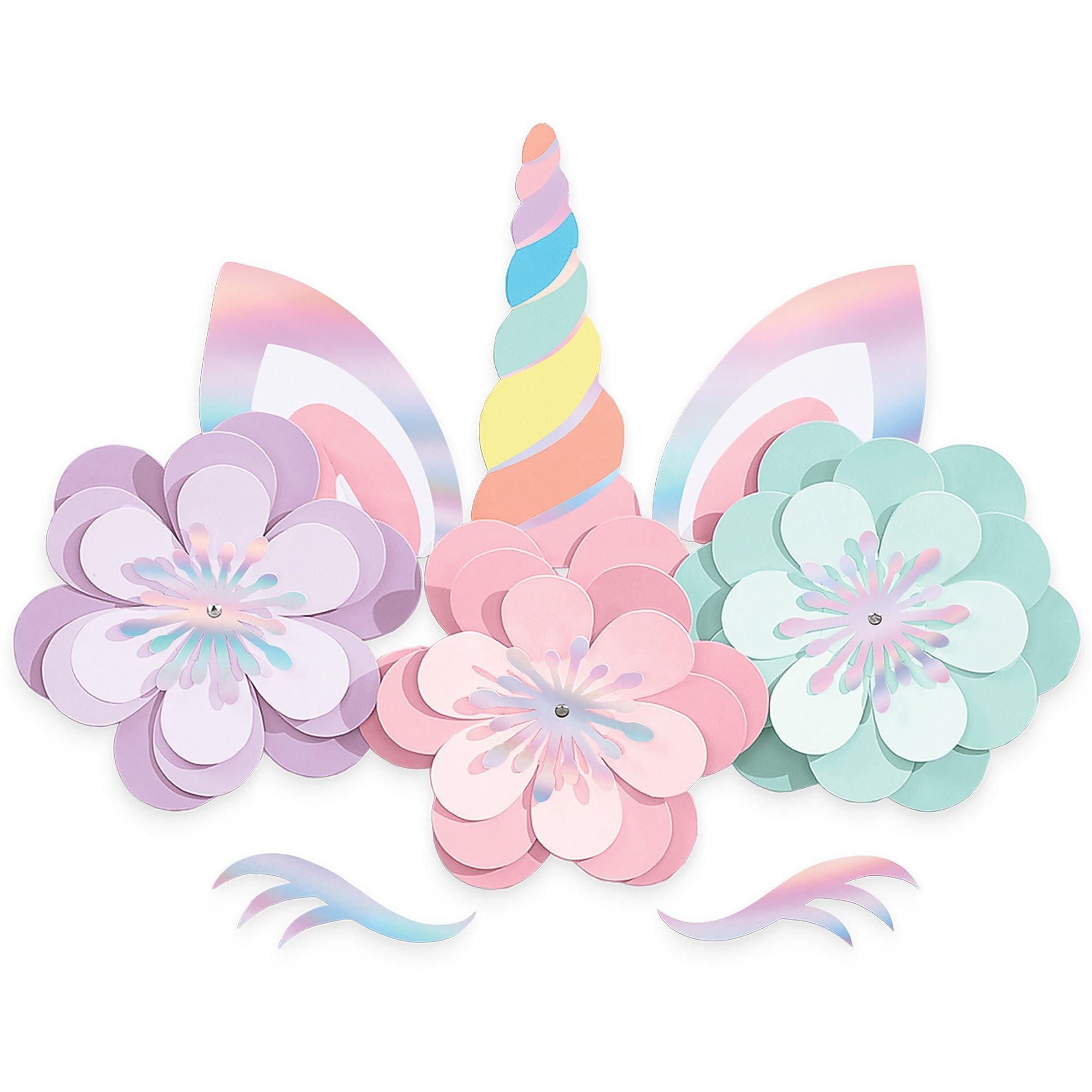 Magical Rainbow Unicorn Floral Cutouts 8ct