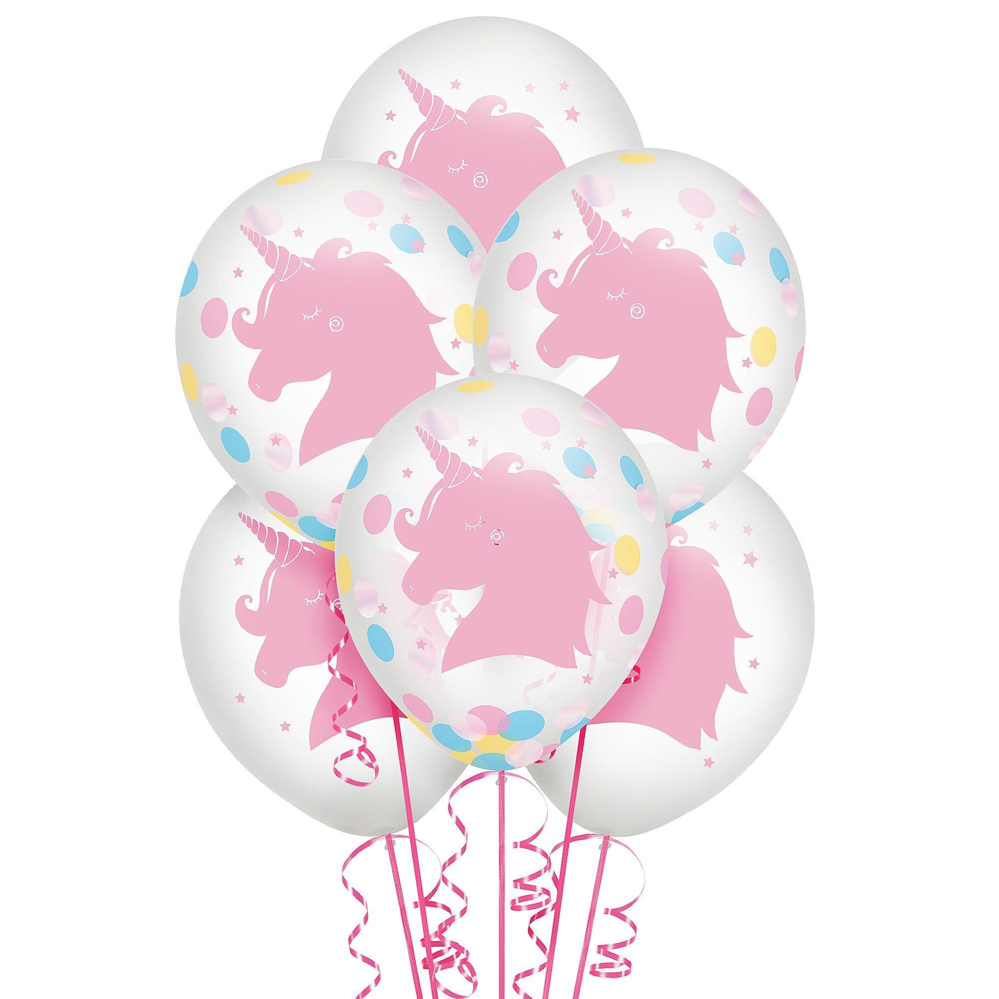 6ct, Magical Rainbow Unicorn Confetti Balloons