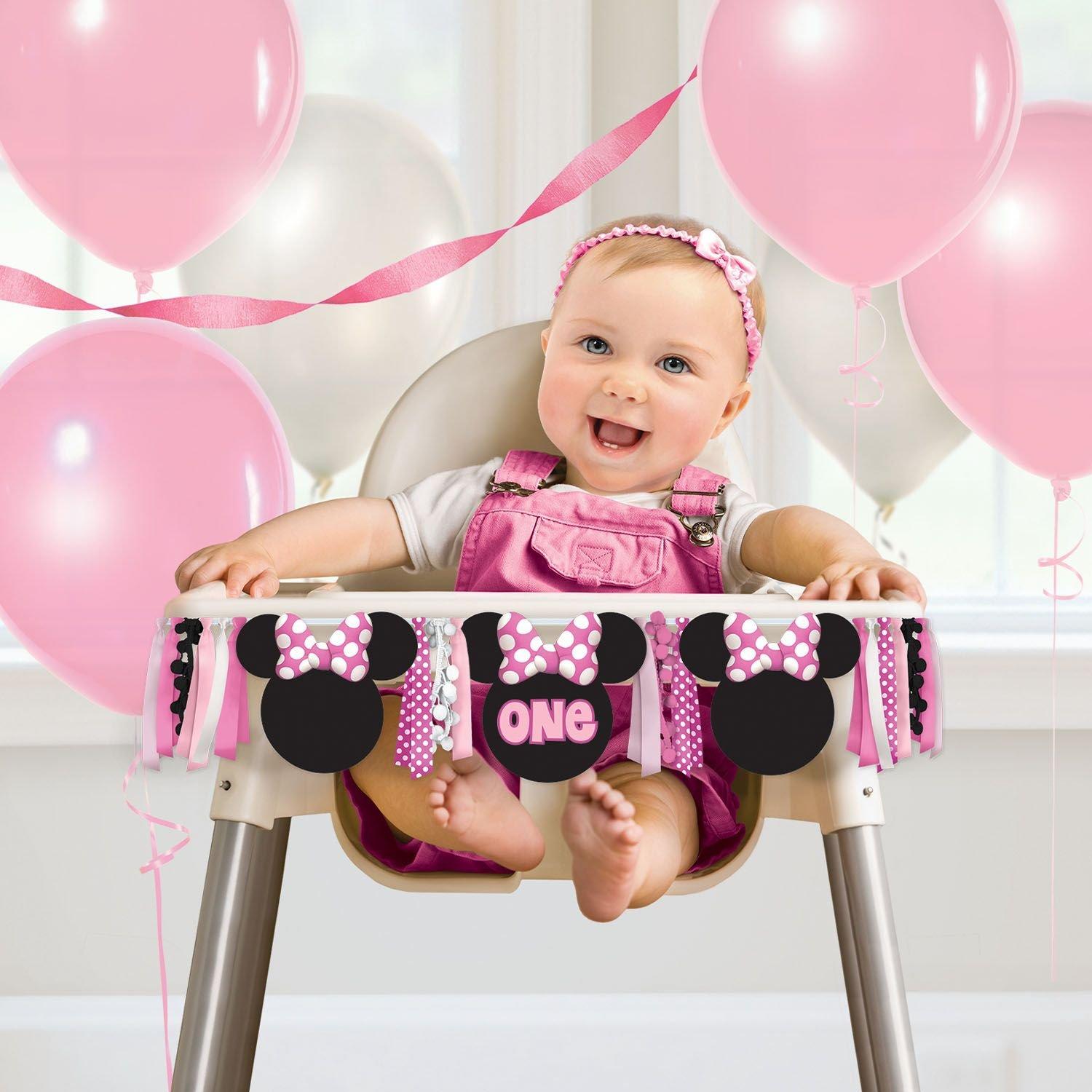 FAGOTTINO Baby Girl's Pink Hat with pompom and Minnie Mouse patch