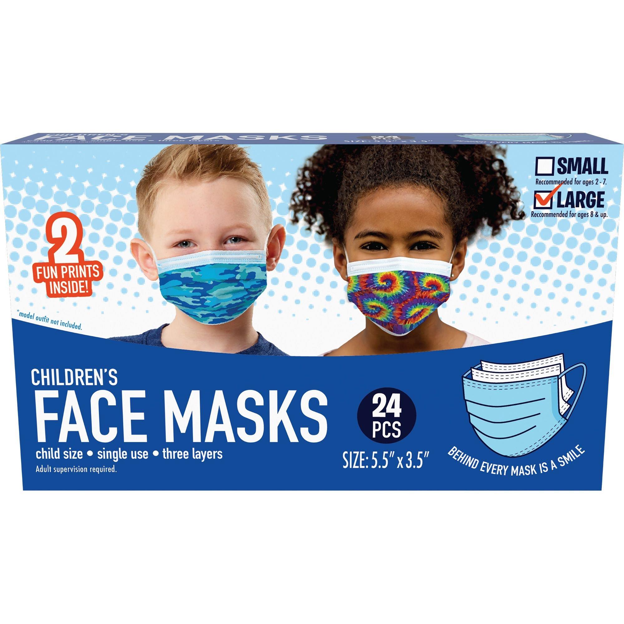 Disposable Protective Face Masks for Kids, Ages 8 and Up, 24ct Party City