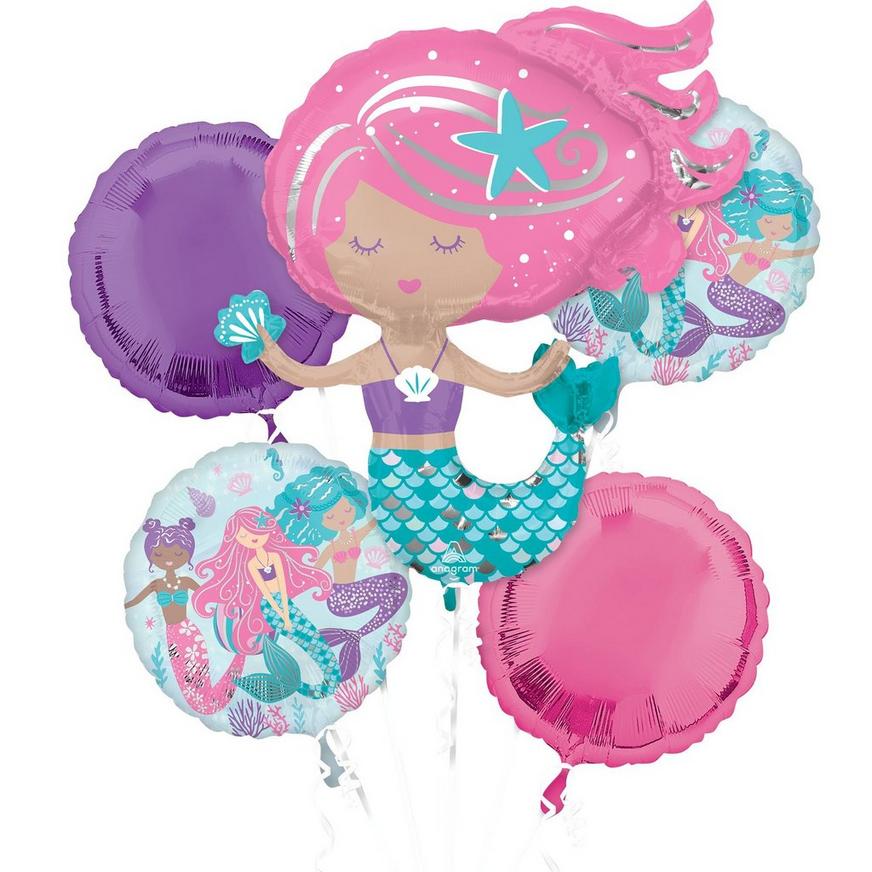 Shimmering Mermaid Foil Balloon Bouquet, 5pc