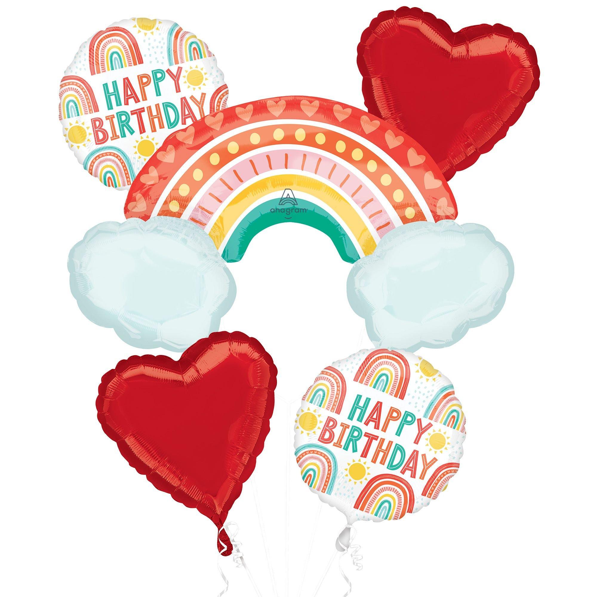 Bouquet Retro Rainbow Birthday Foil Balloon