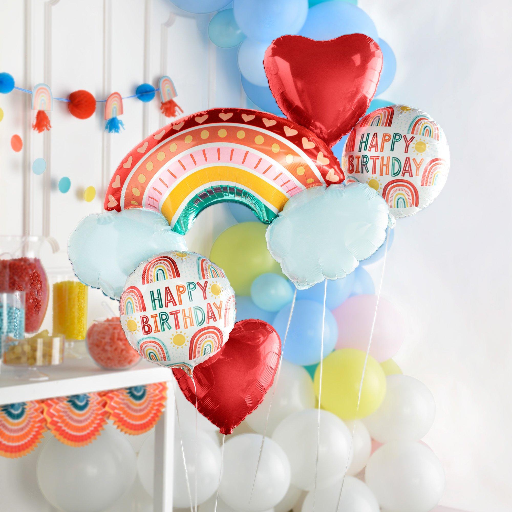 Retro Rainbow Foil Balloon Bouquet, 5pc