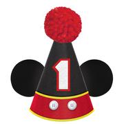 Mickey Mouse Forever 1st Birthday Cardstock & Fabric Party Hat, 5in x 7in