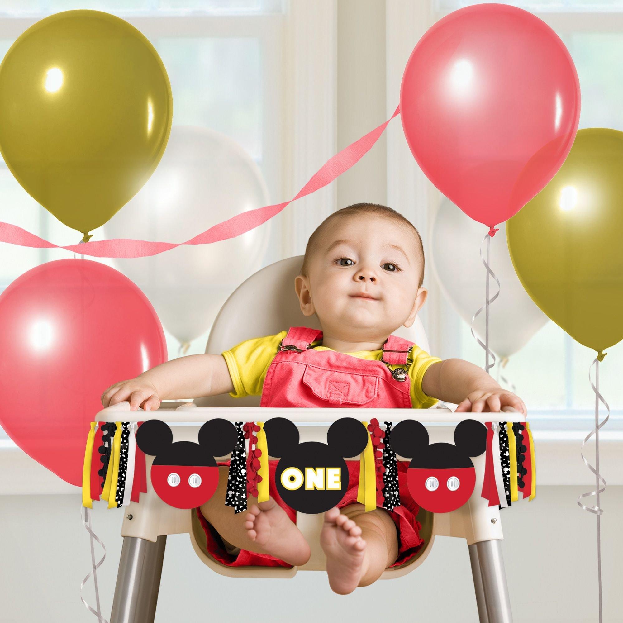 JoyBo Mickey Mouse First Birthday Highchair Banner Mickey Mouse Birthday  Decorations Mickey Mouse Balloons For Kids Mickey Mouse 1st Birthday Party