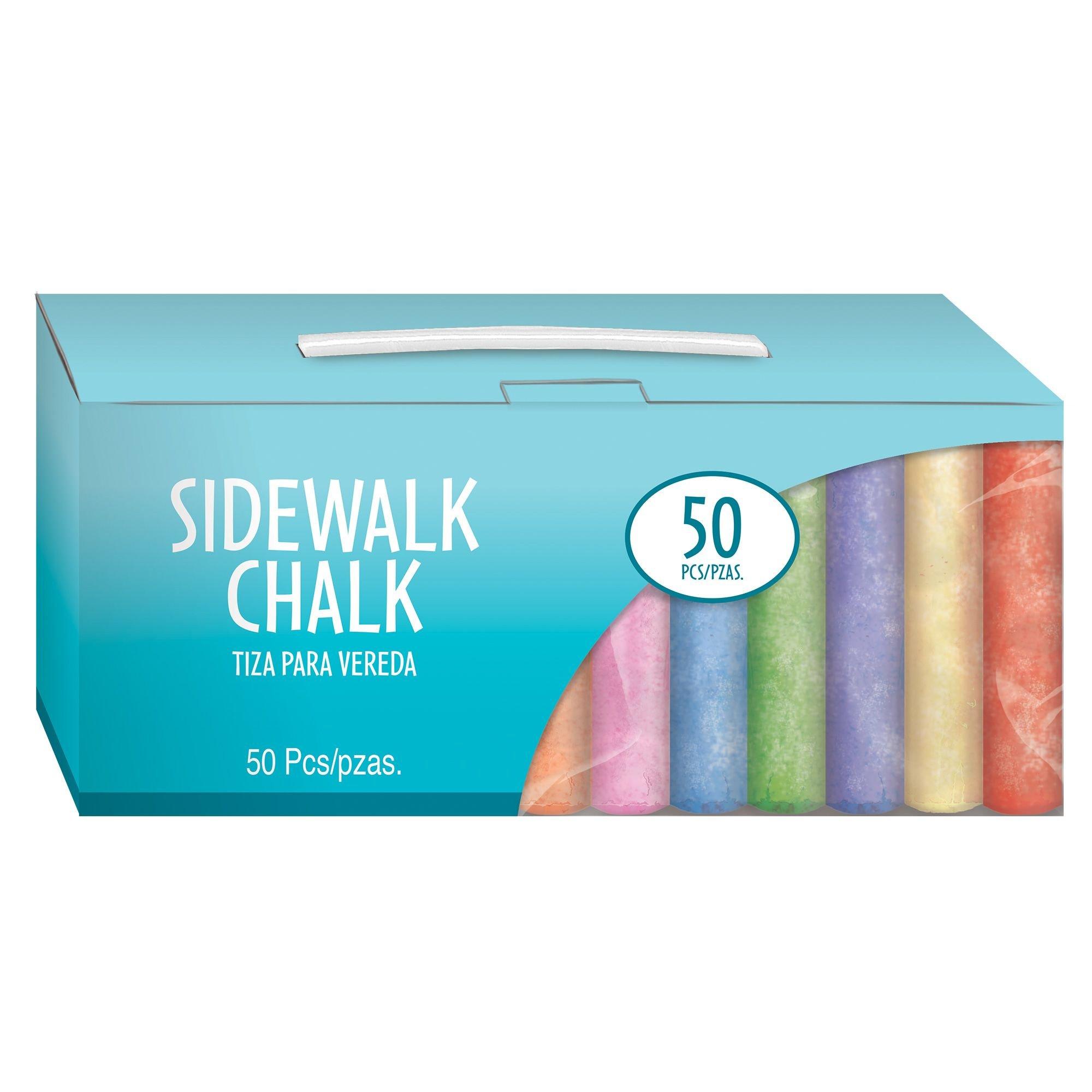 50ct Bucket of Sidewalk Chalk- 8 unique colors- Long lasting Jumbo Sticks,  Non-Toxic, Bright and Bold Colors