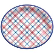 Summer Block Party Plaid Oval Paper Plates, 12in x 10in, 20ct
