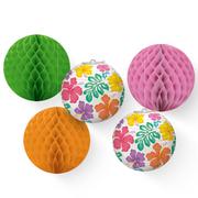 Summer Hibiscus Honeycomb Balls (12in) & Paper Lanterns (9.5in), 5ct