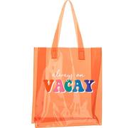 Translucent Orange Always On Vacay Vinyl Tote Bag, 14in x 16in
