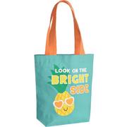 Green & Orange Look on the Bright Side Pineapple Cotton Tote Bag, 8.5in x 10in