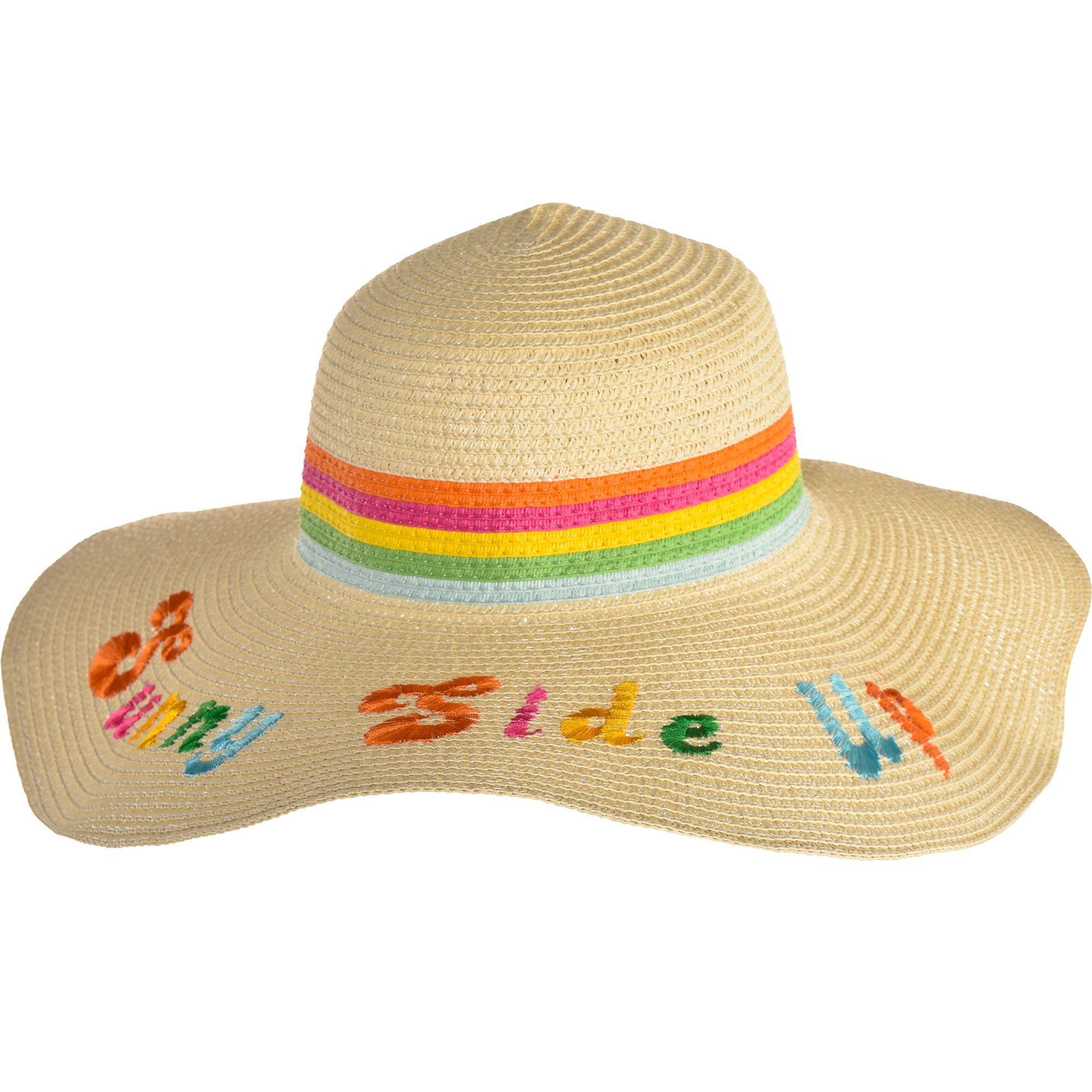 Multicolor Sunny Side Up Wide-Brim Floppy Straw Hat for Adults