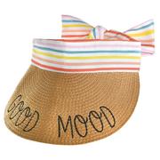 Multicolor Good Mood Tie-Back Straw Visor for Adults, One Size