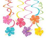 Summer Hibiscus Cardstock Swirl Decorations, 10in, 12ct