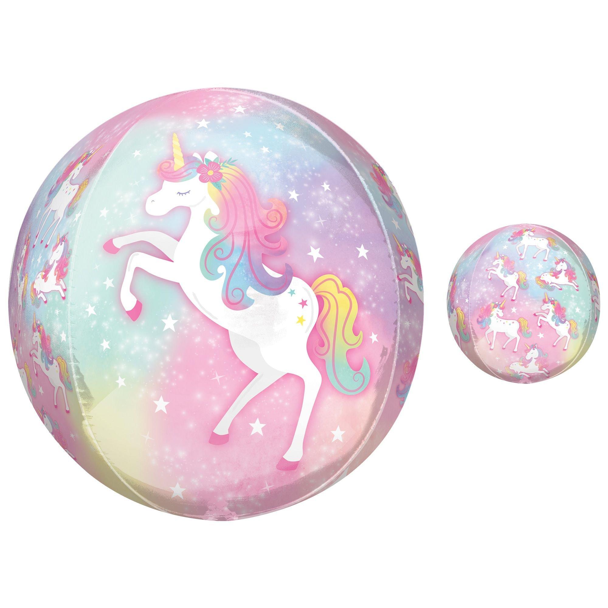 Enchanted Unicorn Plastic Balloon, 15in x 16in - See Thru Orbz