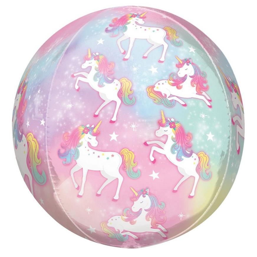 Enchanted Unicorn Plastic Balloon, 15in x 16in - See Thru Orbz