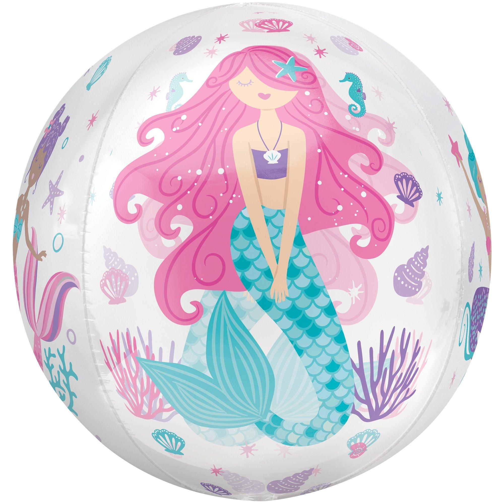 Shimmering Mermaid Plastic Balloon, 15in x 16in - See Thru Orbz