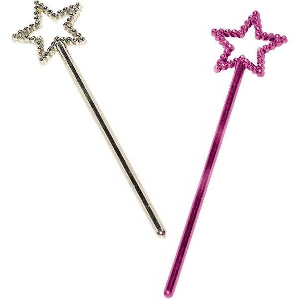 Pink & Silver Star Wands 16ct