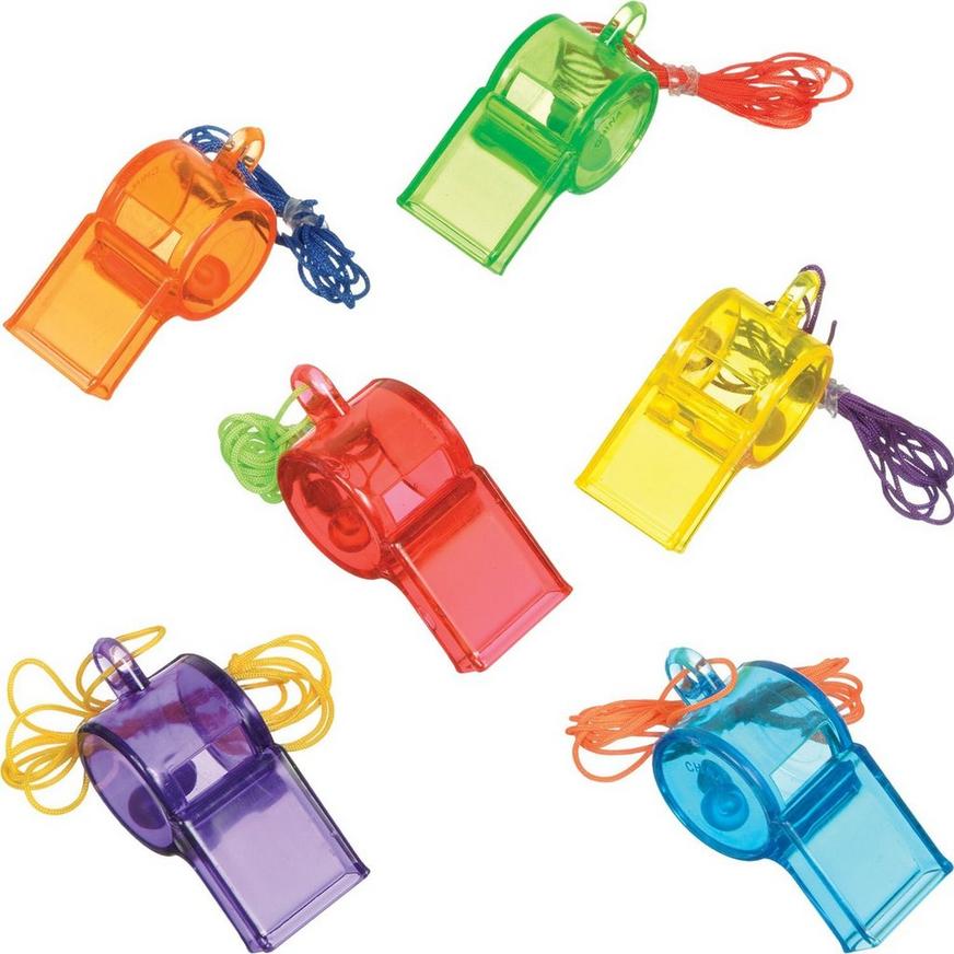 24 X Football Whistle on Cord Great for Party Bag Filler 