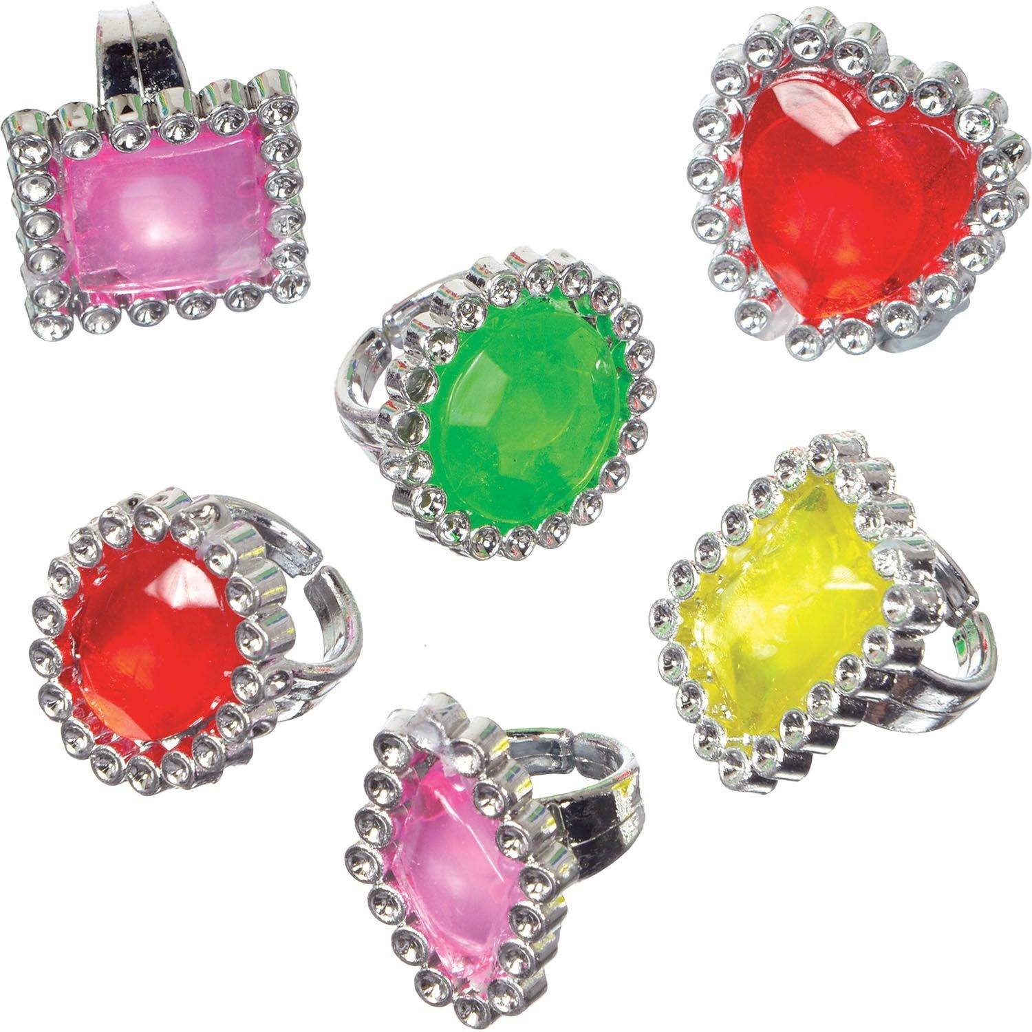 Rhinestone Plastic Rings, Way to Celebrate Party Favors - 8ct