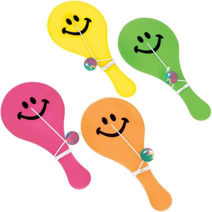 Bright Smiley Paddle Balls 16ct