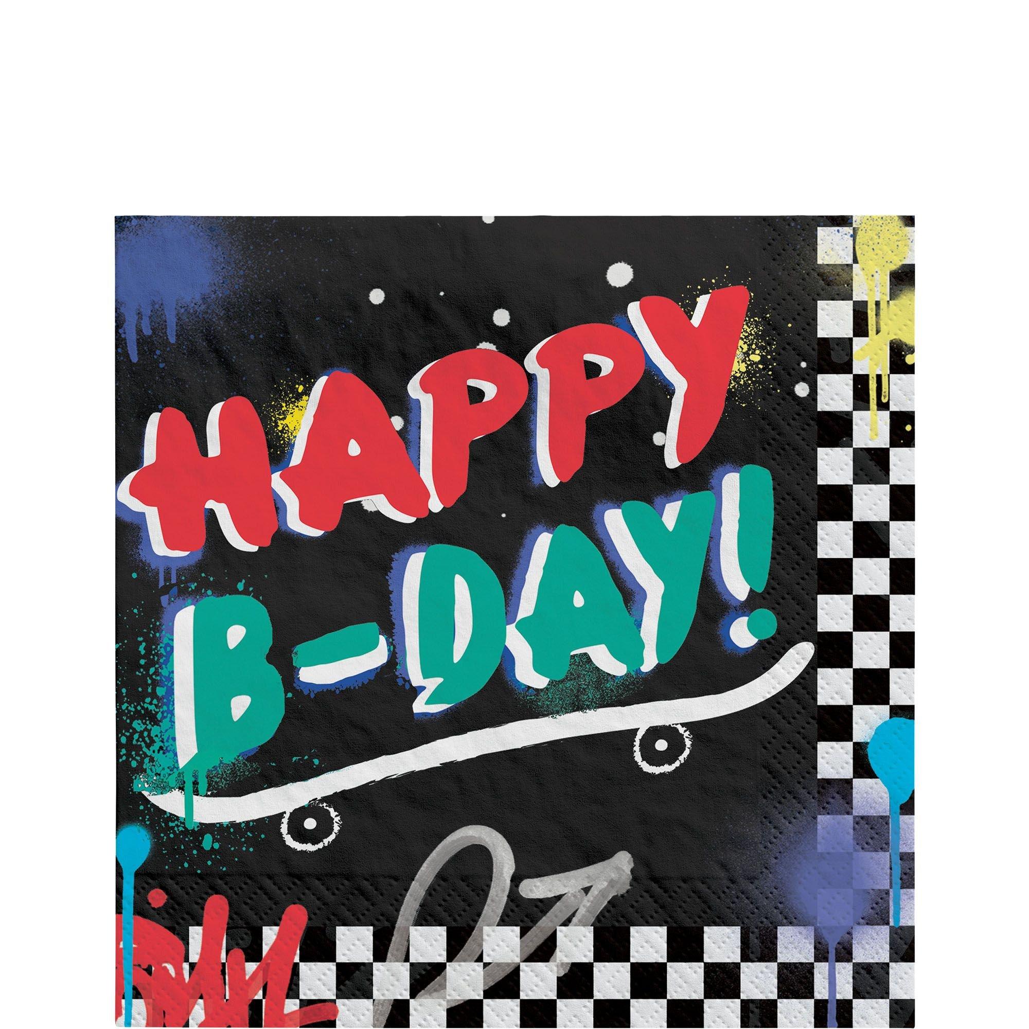 Skater Party Birthday Paper Lunch Napkins, 6.5in, 16ct