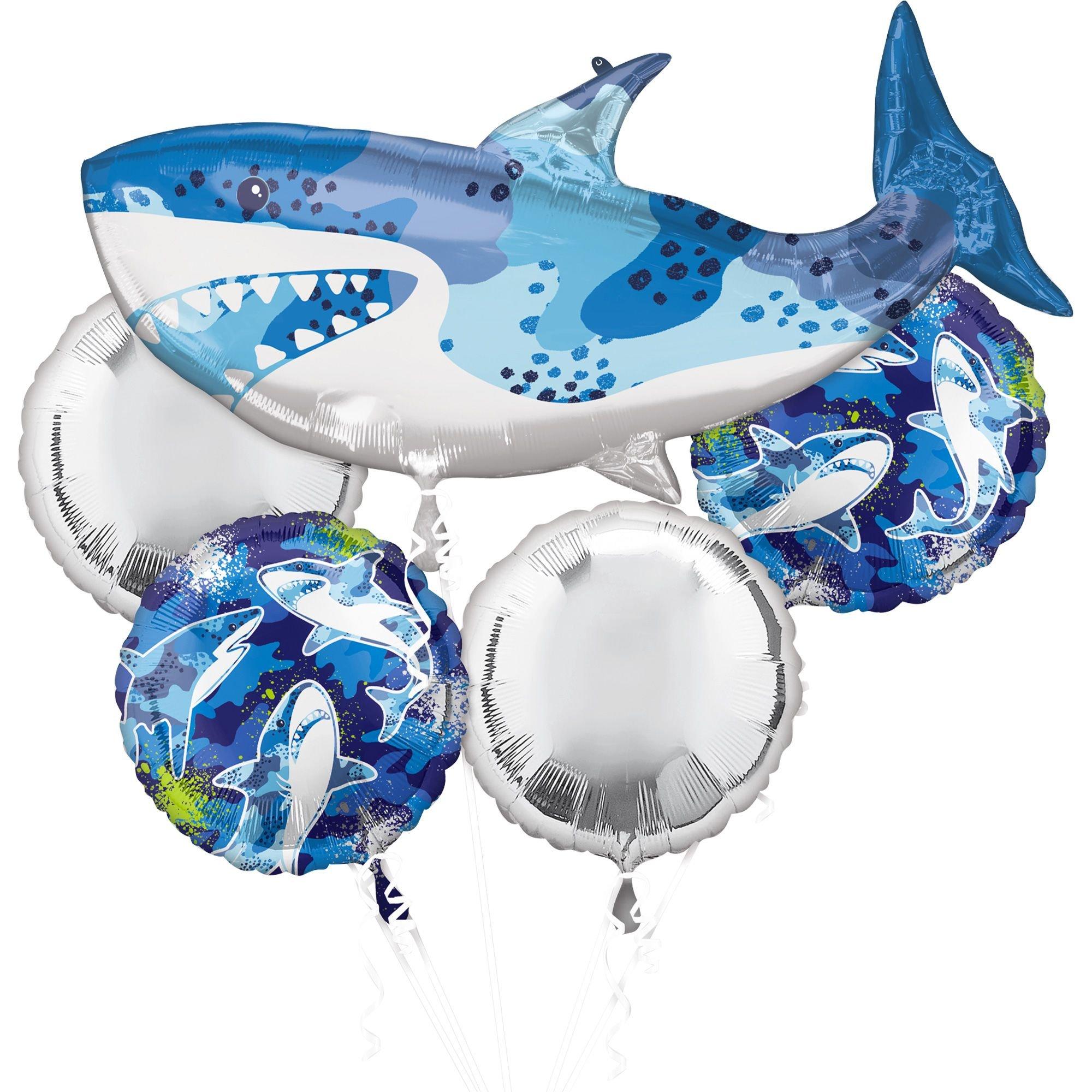 6 Pieces Shark Balloons, 38 Inch Large Shark Balloon Foil Balloons Shark  Party Decorations Fish Balloons for Ocean Theme Party Decor Wedding Decor