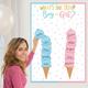 Ice Cream-Themed Boy or Girl Gender Reveal Voting Board with 24 Stickers - The Big Reveal