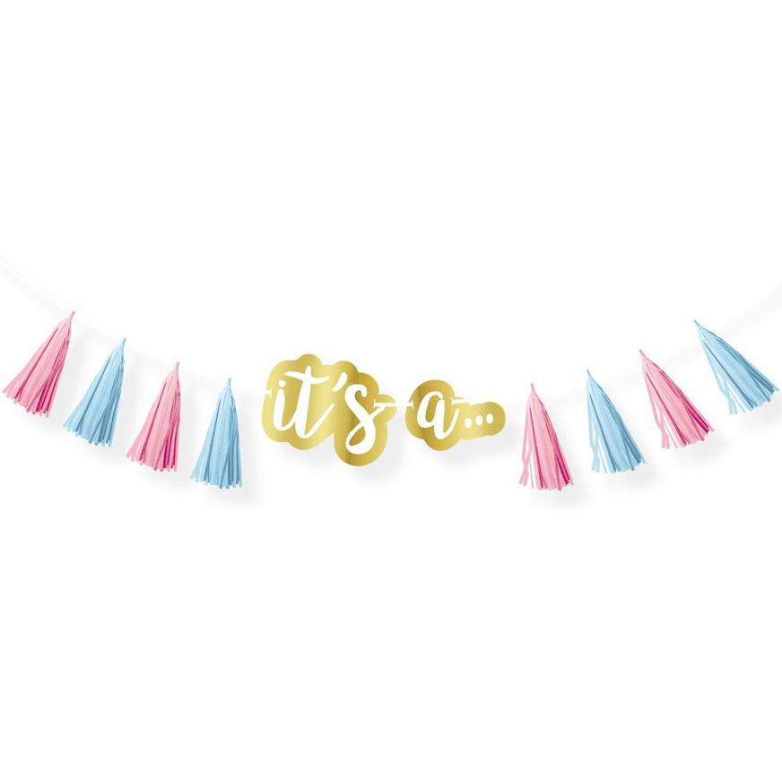 It's A… Gender Reveal Tassel Garland, 8ft - The Big Reveal