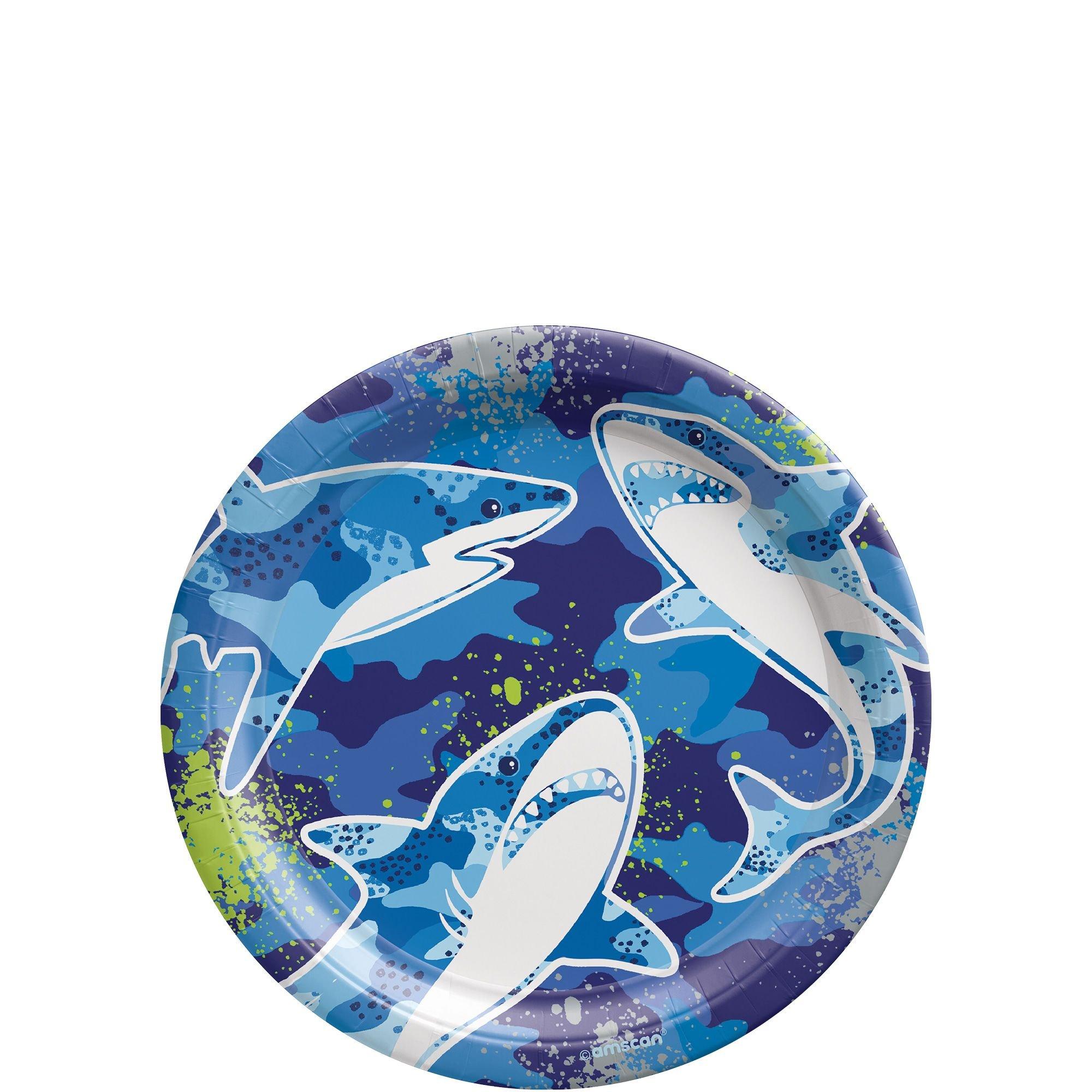 Shark Party Dessert Plates, 7in, 8ct