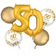 Gold 50th Anniversary Foil Balloon Bouquet, 6pc