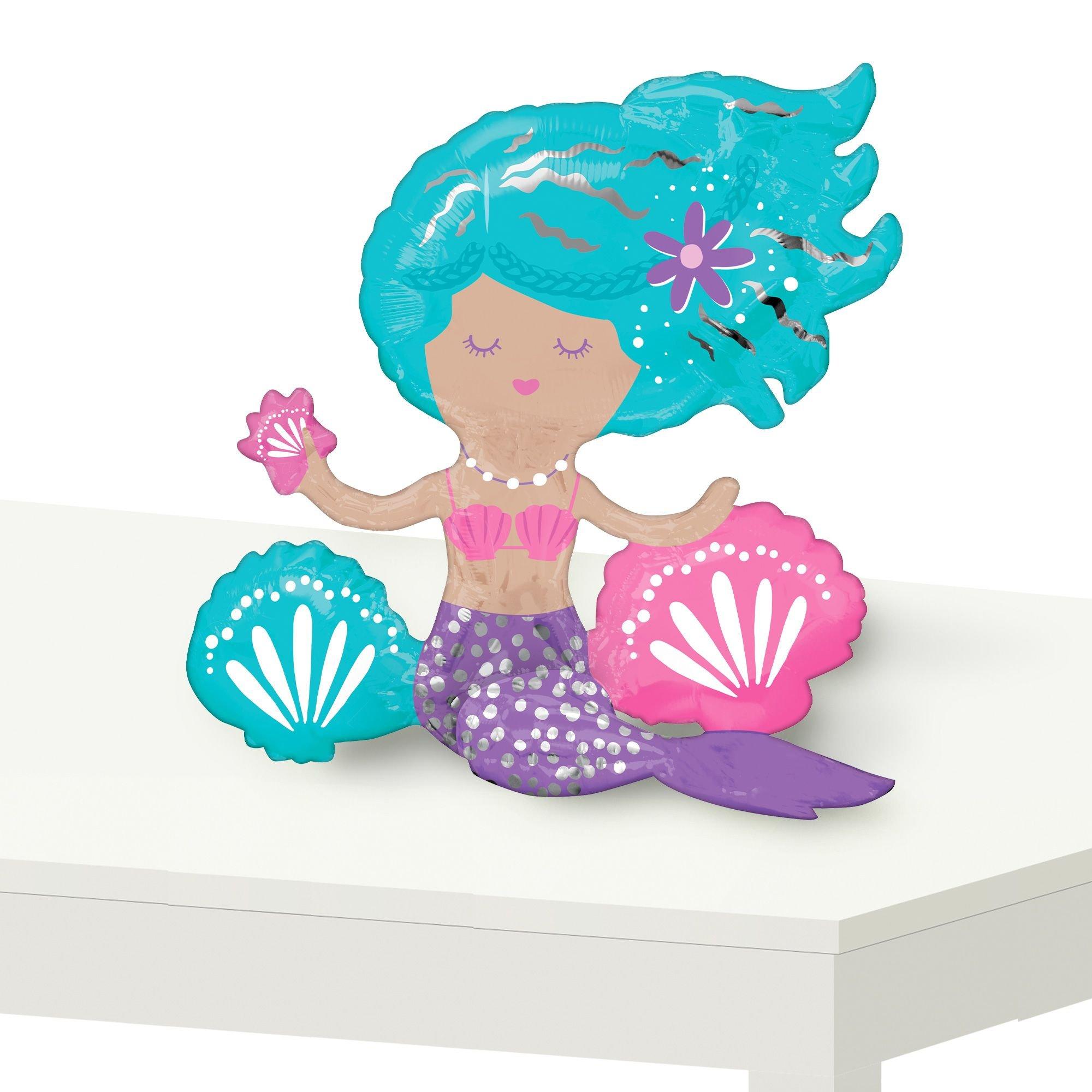 Air-Filled Sitting Shimmer Mermaid Balloon, 18in